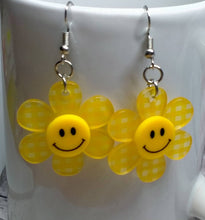 Load image into Gallery viewer, Sunflower Checkered Yellow Earrings - Decorative Flower Jewelry
