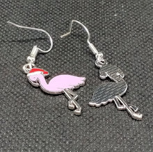 Load image into Gallery viewer, Christmas Flamingo Earrings - Pink Holiday Accessories - Festive Animal Jewelry
