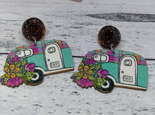 Load image into Gallery viewer, Wooden Caravan Earrings (A) - Novelty Jewellery Gift
