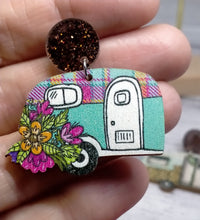 Load image into Gallery viewer, Wooden Caravan Earrings (A) - Novelty Jewellery Gift
